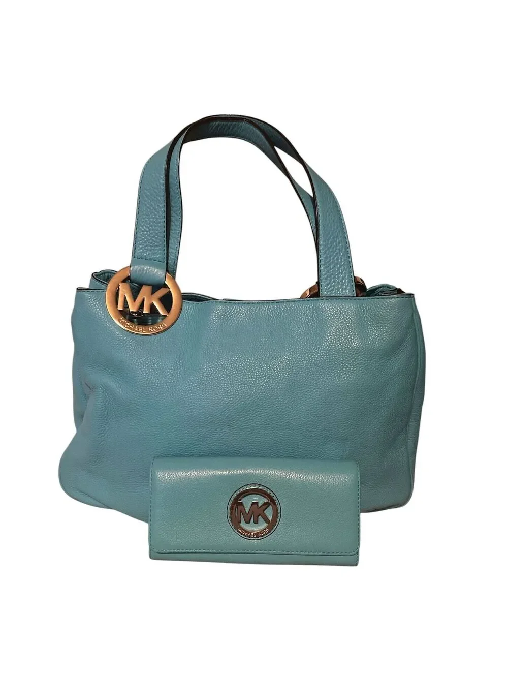 MK16. Michael Kors Fulton pebbled leather hobo shoulder bag w/wallet